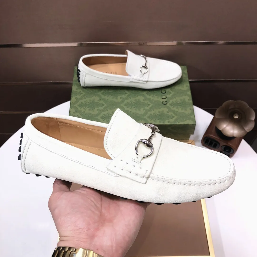 Men's Men's Shoes💰420💰[Gucci GUCCI] (High-end Niuli) New 🍀Gucci*-Gucci Peas Shoes! Made of imported original cowhide, the inner top layer is comfortable cowhide lining! Original wear-resistant rubber outsole! High quality products! Code number 38-44!